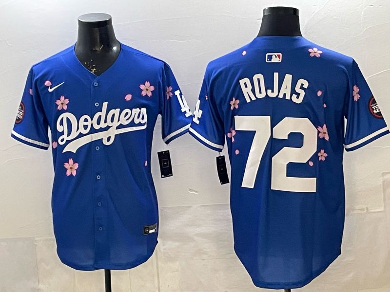 Men Los Angeles Dodgers #72 Rojas Blue Sakura Edition 2025 Nike MLB Jersey style 08->women mlb jersey->Women Jersey